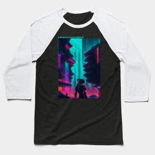 Neon Cyberpunk City Baseball T-Shirt